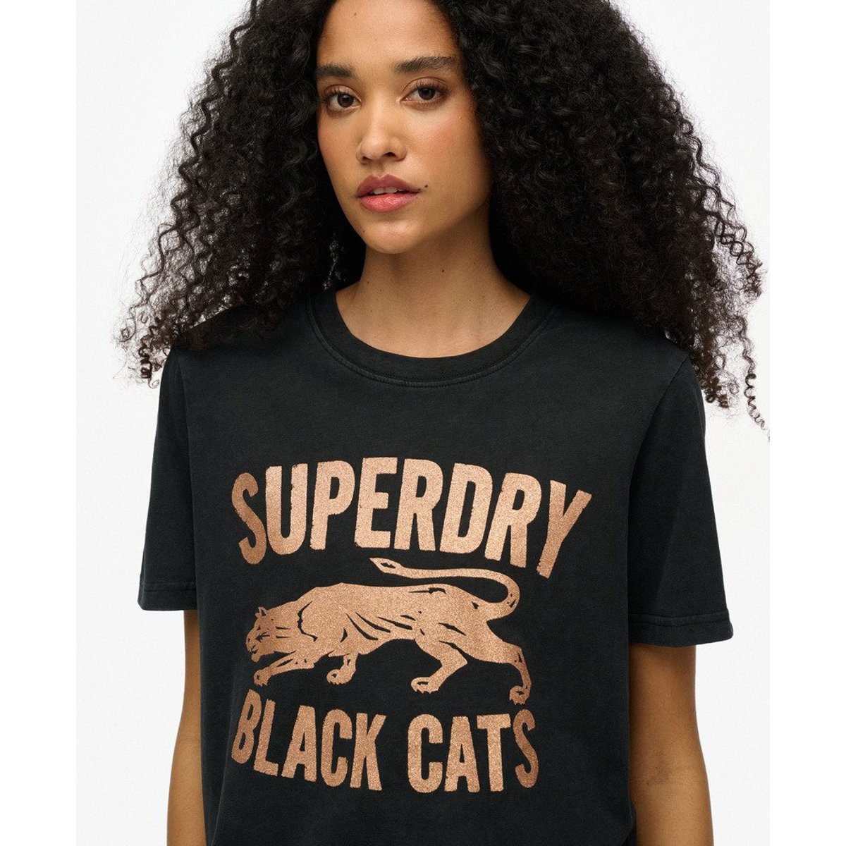 T-shirt Varsity Décontracté à Ornements noir délavé, SUPERDRY