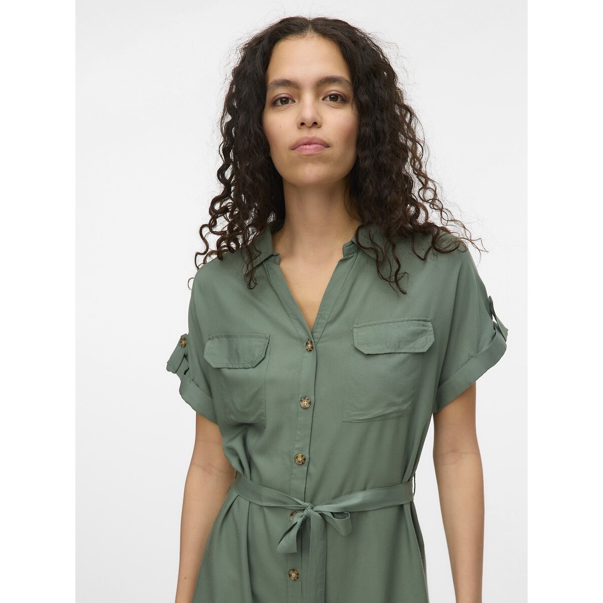 Robe courte unie vert, VERO MODA
