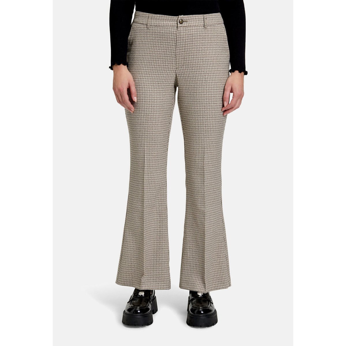 Pantalon en toile à plis repassés beige/rosé, CARTOON