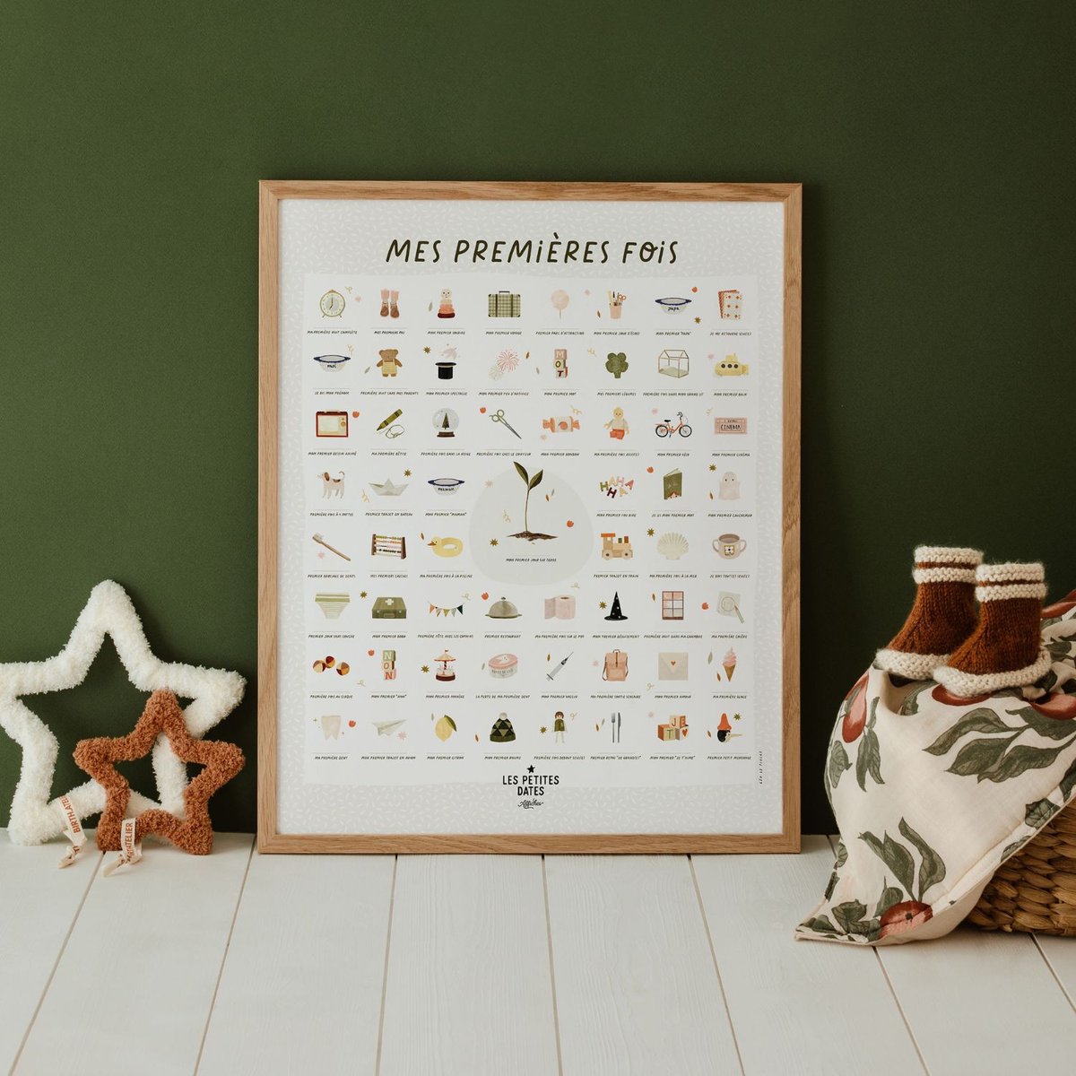 Affiche Mes Premières Fois beige, vert, LES PETITES DATES 