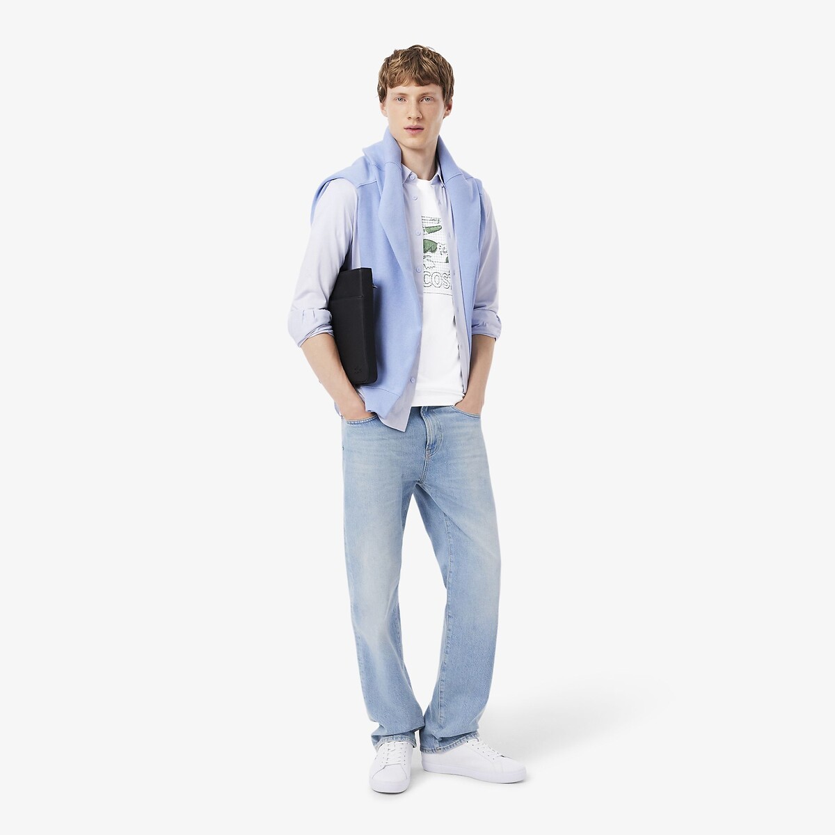 Printed Cotton T-Shirt in Classic Fit white, LACOSTE