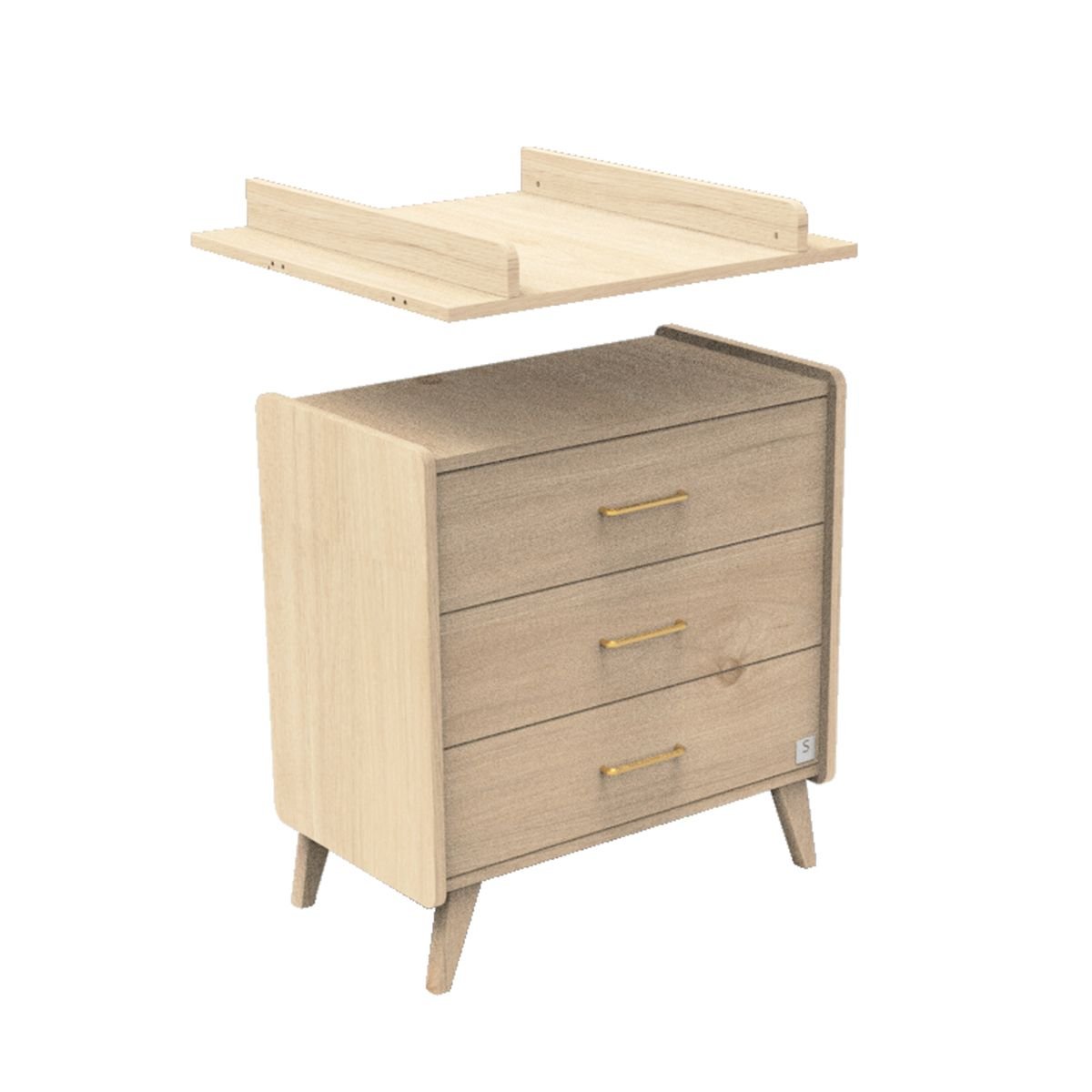 Commode 3 tiroirs marron, SAUTHON