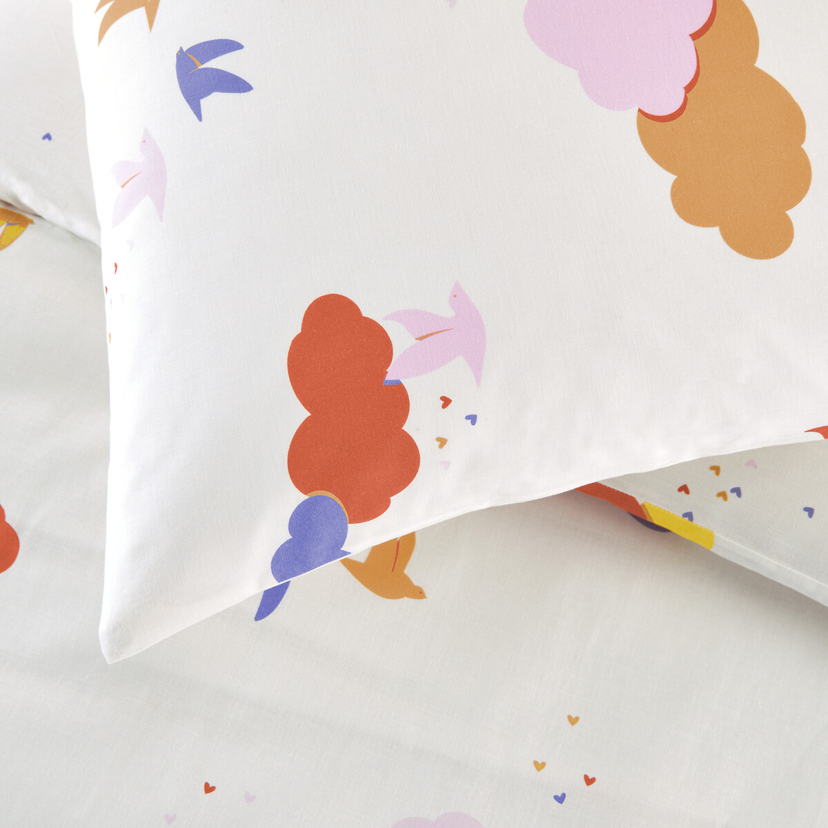 Taie d'oreiller enfant, en coton biologique, imprimé nuages, NOKI imprimé oiseaux, LA REDOUTE INTERIEURS