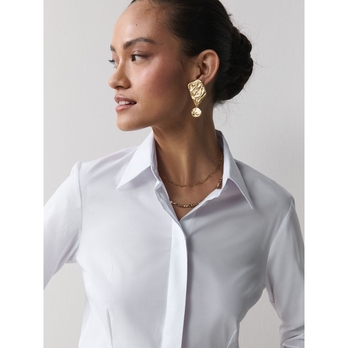 Chemise stretch ajustée, lot de 2 blanc, NEXT