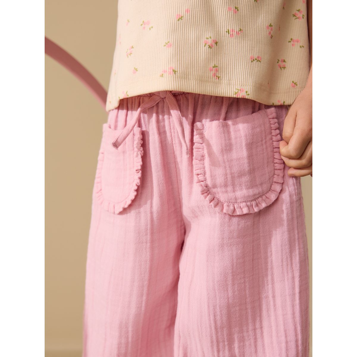 Pantalons, lot de 2 rose et floral, NEXT