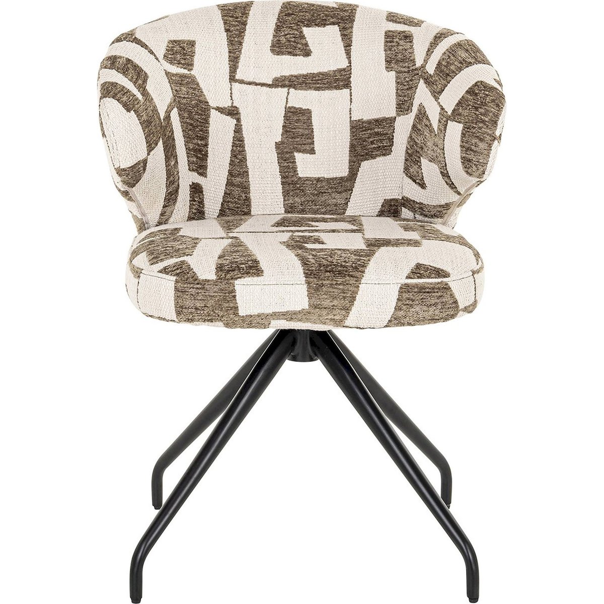 Chaise pivotante en tissu beige graphique motif marron mousse, RECOLLECTION