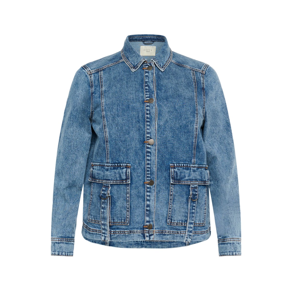 Veste en jean bleu washed medium blue denim, KAFFE CURVE