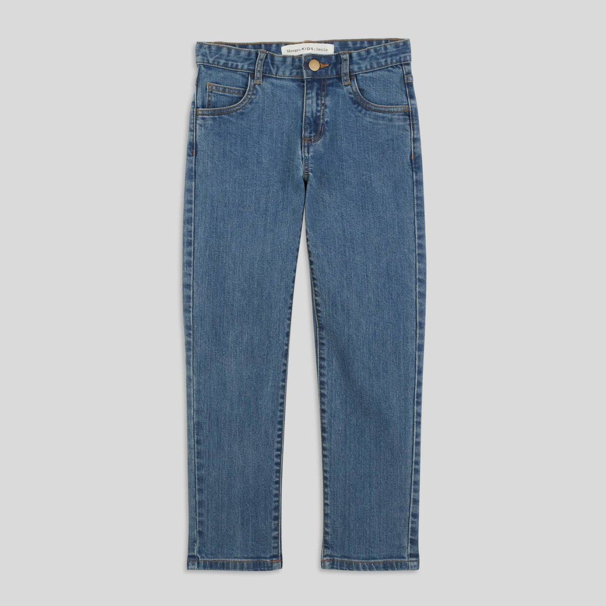 Jean droit en coton BIO GOTS stone denim, MONOPRIX