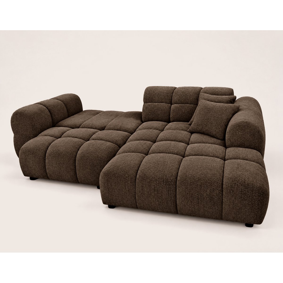 Canapé d'angle droit 4 places convertible avec, MINI RAY marron, BEST MOBILIER