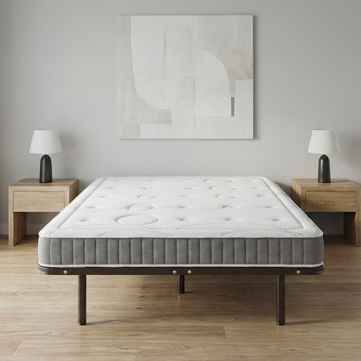 Ensemble Matelas Mémoire de forme INTUITION avec Cadre à lattes blanc, OLYMPE LITERIE