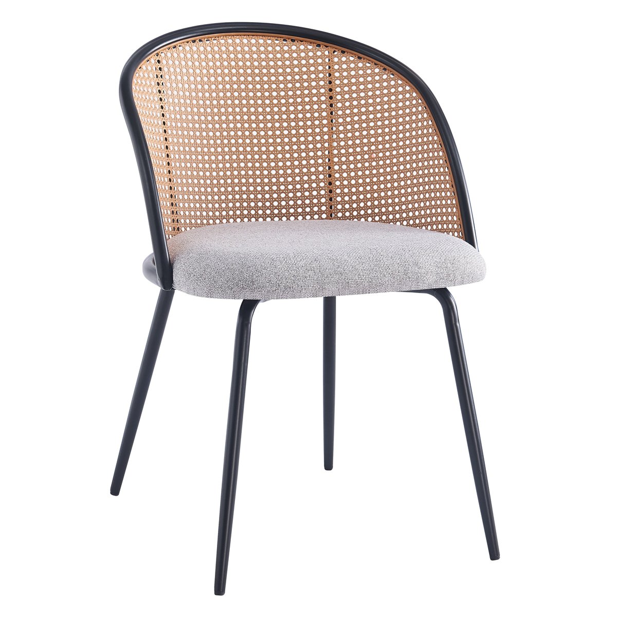 Lot de 2 chaises métal et cannage, KOBE gris, NORDLYS