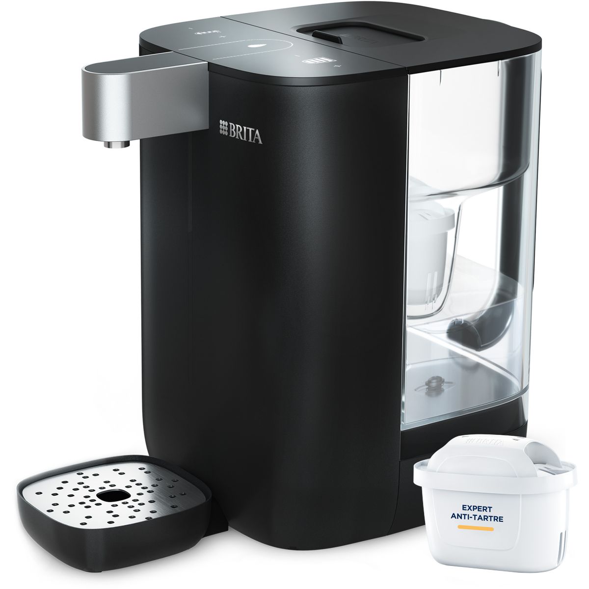Fontaine à eau CUBE (4.0 L) technologie UV-C + 1 filtre à eau MAXTRA PRO Expert anti-tartre couleur unique, BRITA