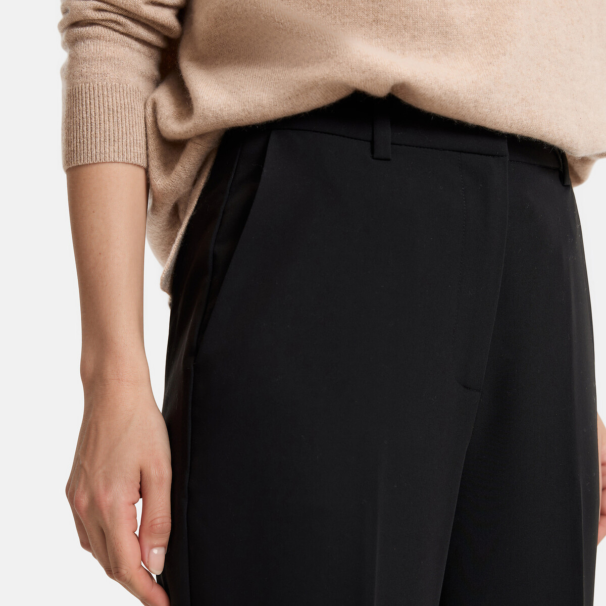 Pantalon droit en polyviscose noir, LA REDOUTE COLLECTIONS