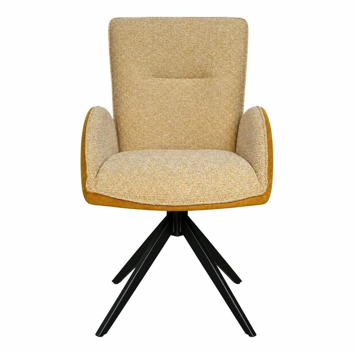 Fauteuil de table pivotant tissu bi-matière (lot de 2) AGADE moutarde, PIER IMPORT
