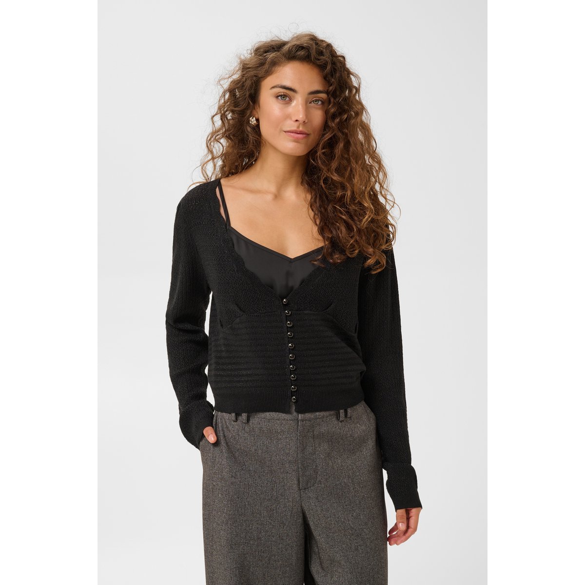 Cardigan manches longues noir meteorite, CULTURE