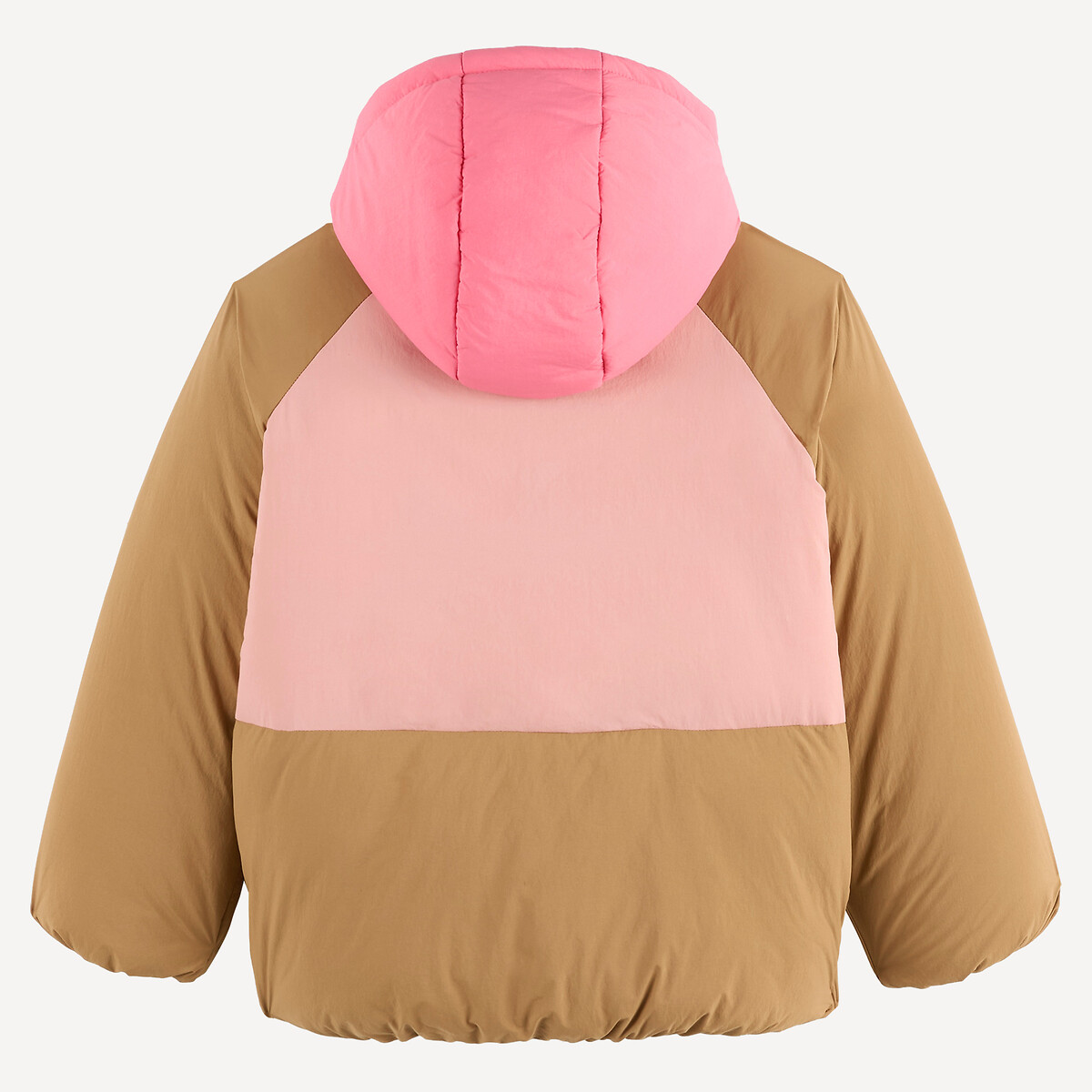 Doudoune chaude à capuche color block rose/camel, LA REDOUTE COLLECTIONS
