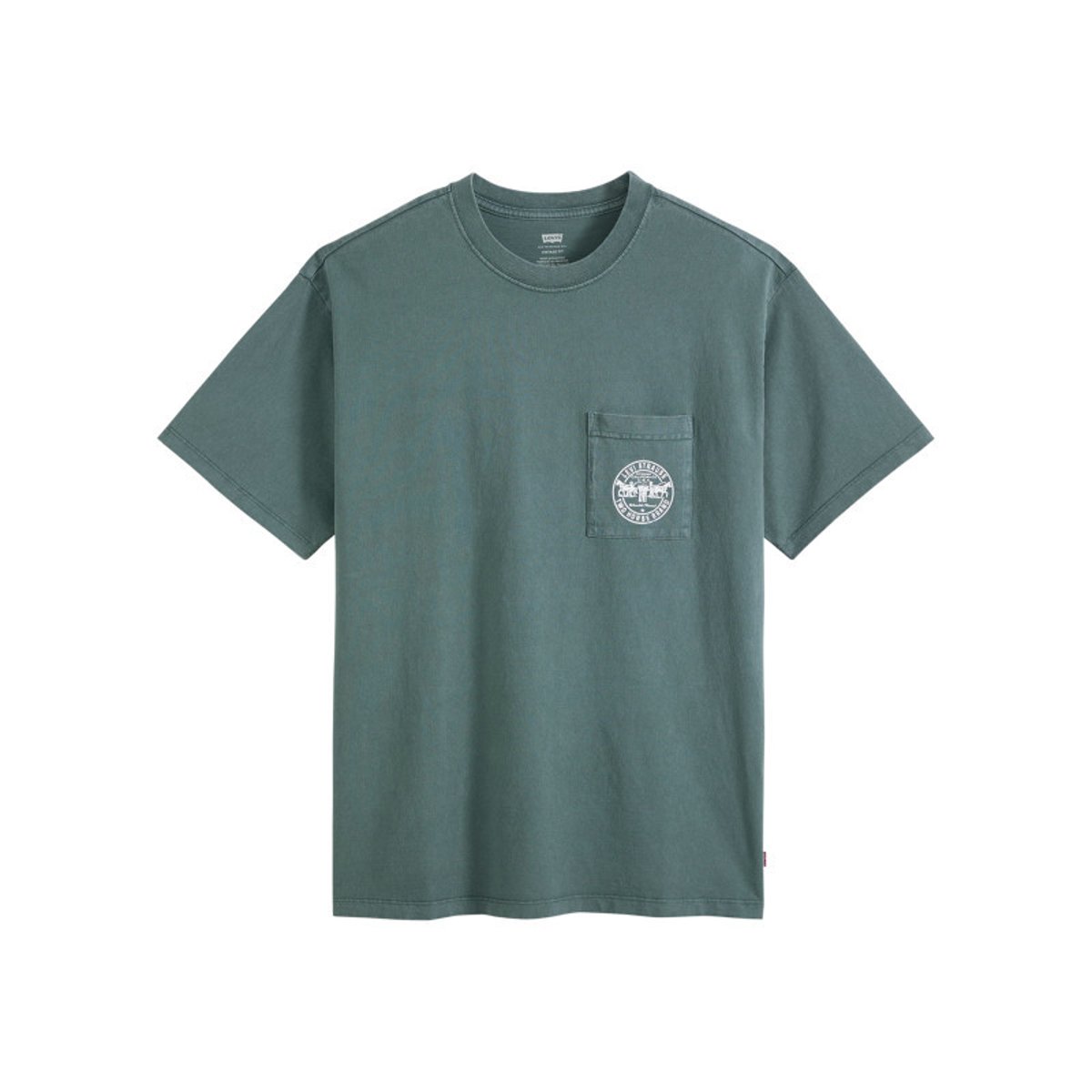 T-shirt en coton ardoise à coupe droite pourvu d'un col rond gris foncé, LEVI'S