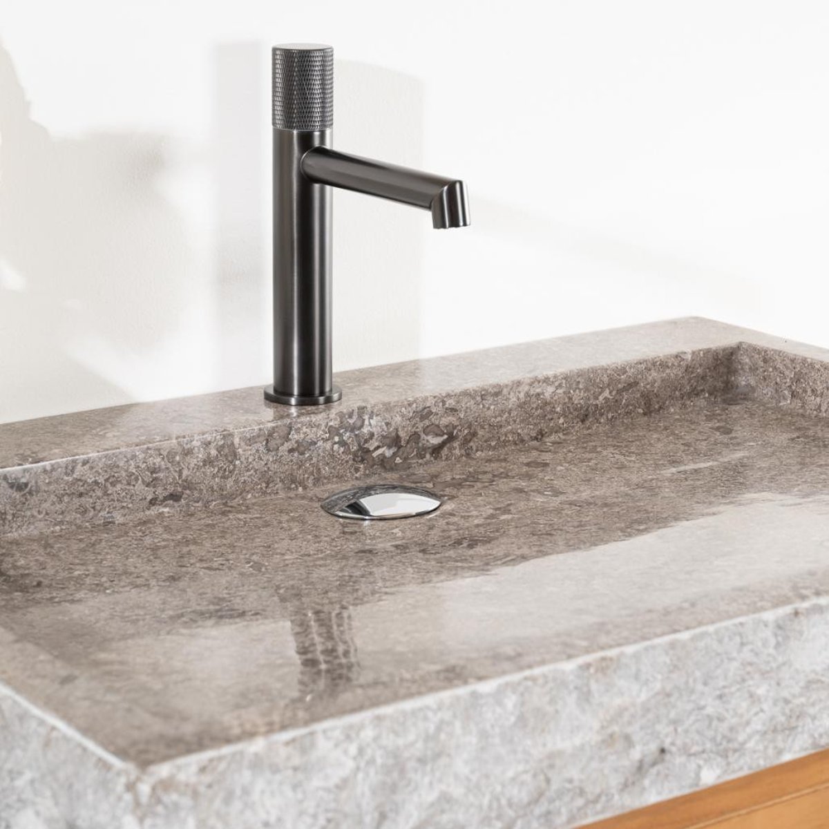 Meuble en teck massif rectangle 67cm + vasque COSY gris, WANDA COLLECTION