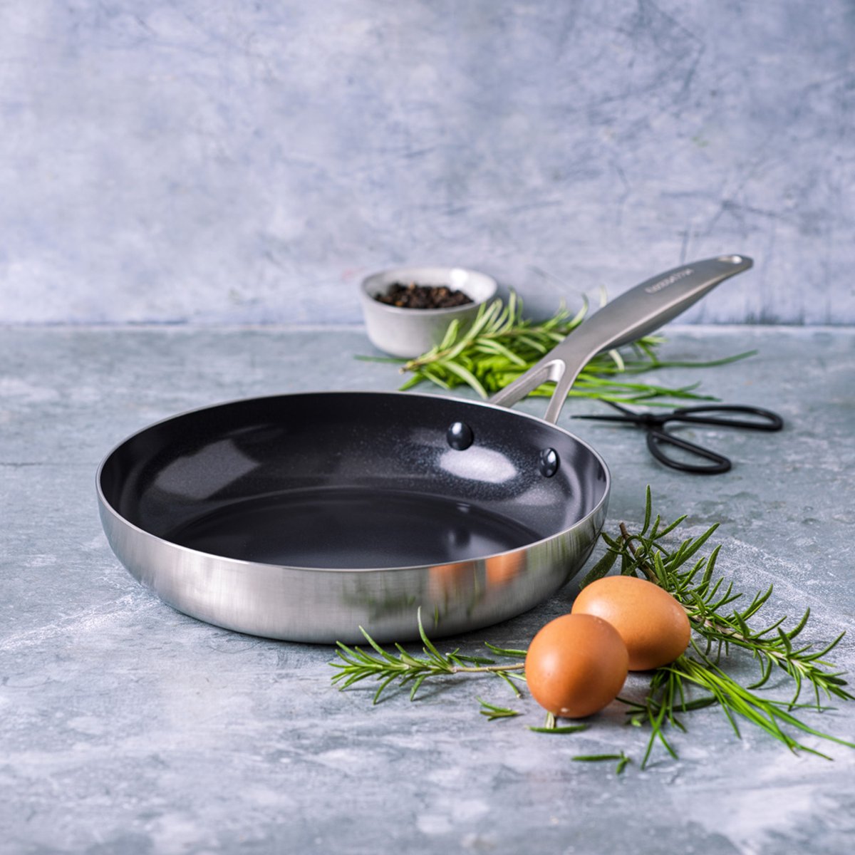 Poêle 30 cm inox triply revêtement céramique-Geneva argent / métallique, GREENPAN