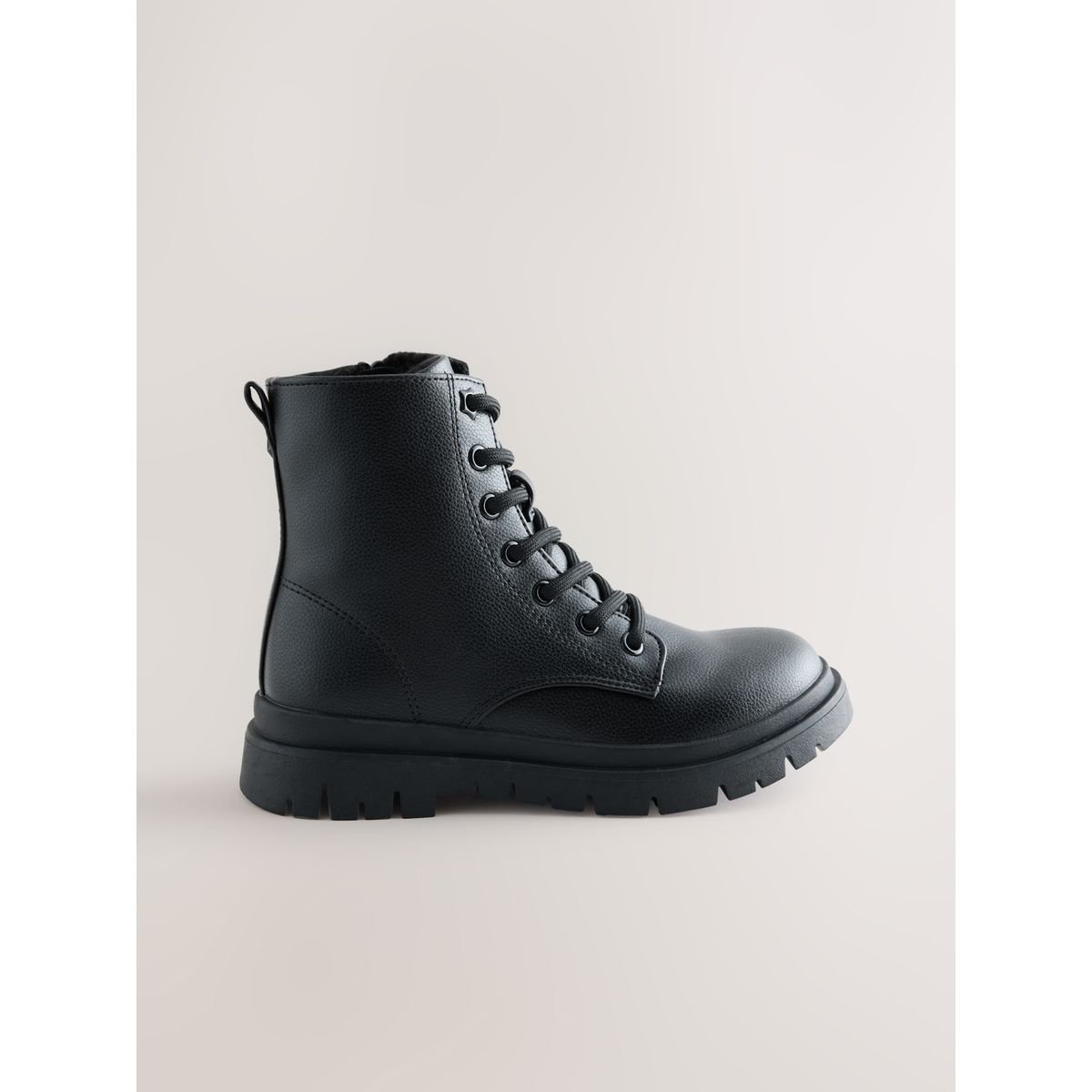 Bottines à lacets et doublure chaude noir mat, NEXT