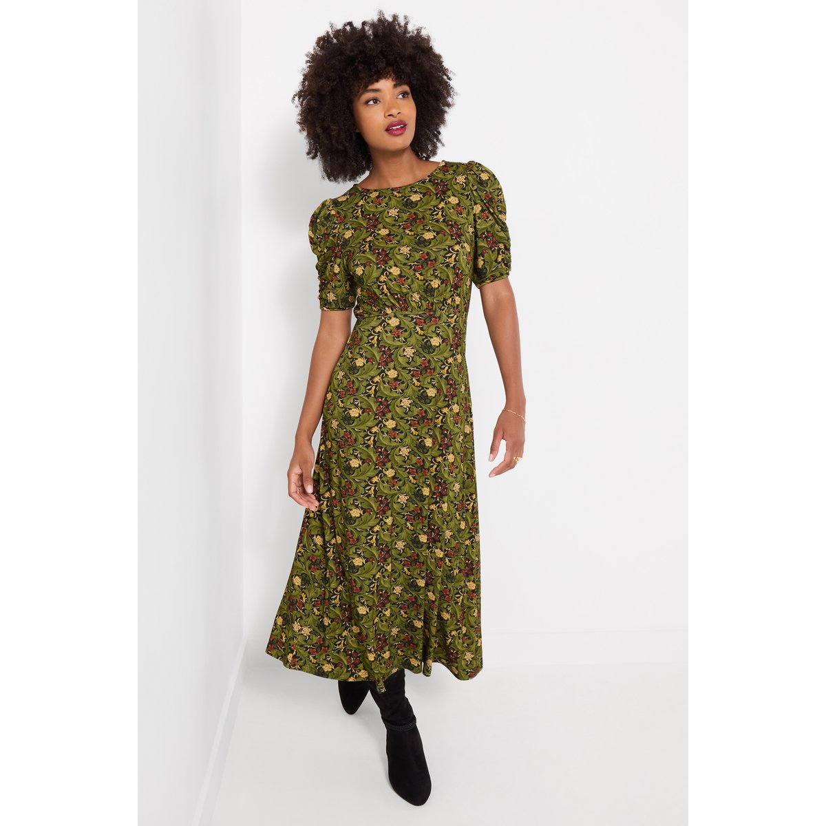 Robe en Jersey Imprimé Feuilles d'Automne vert, JOE BROWNS
