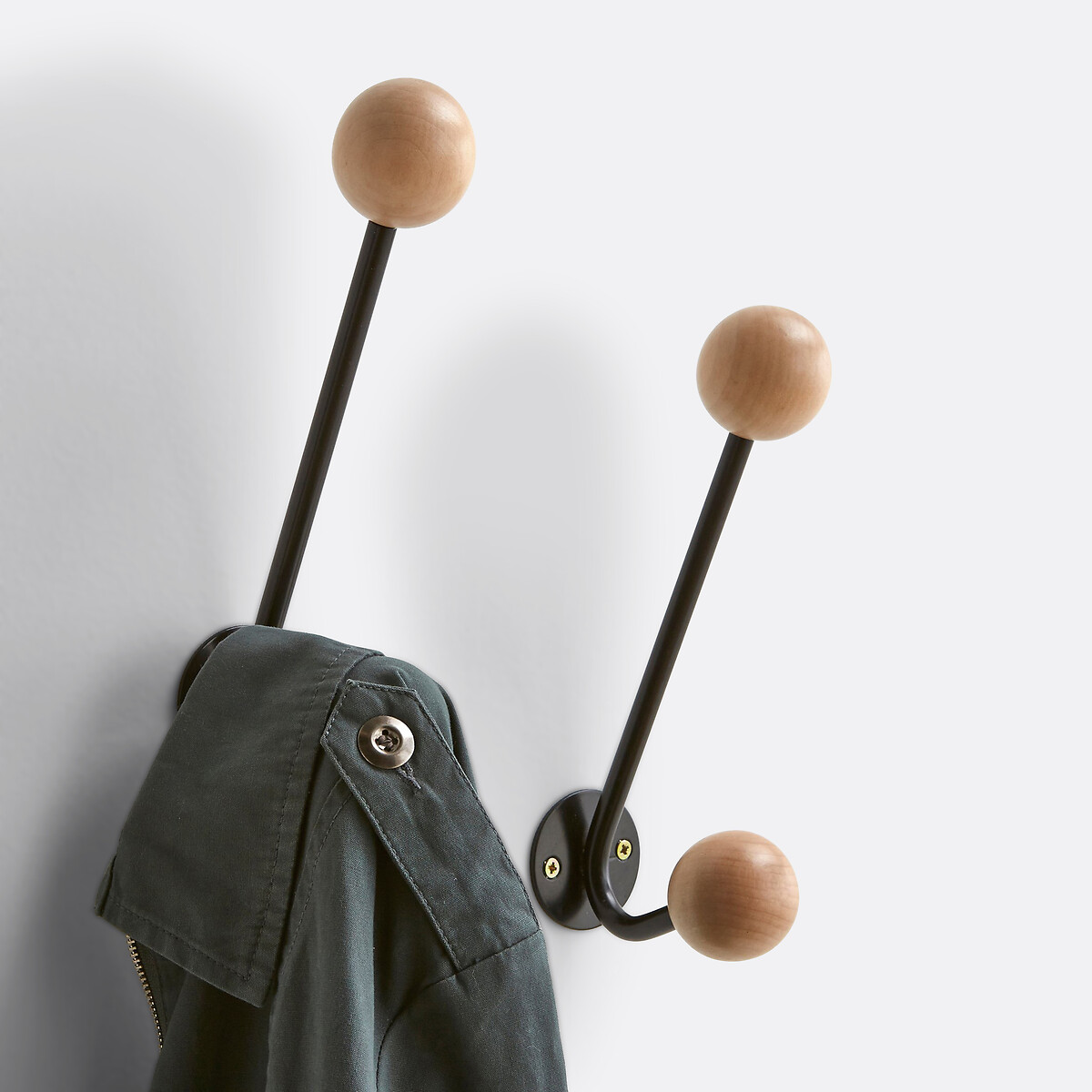Set of 2 Agama Wall Double Coat Hooks black, LA REDOUTE INTERIEURS
