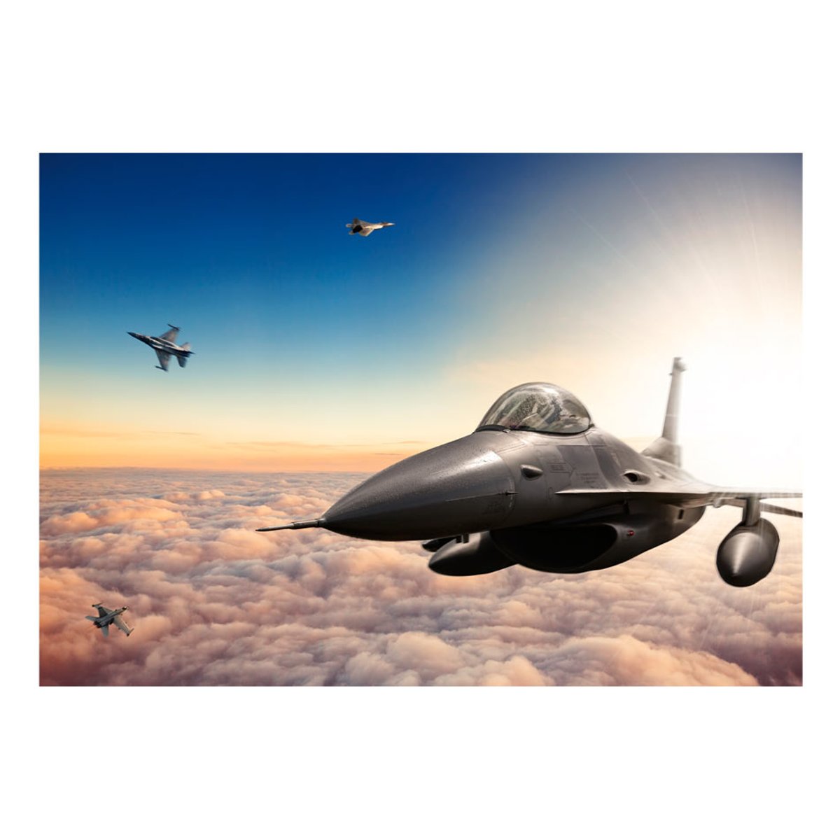 Papier peint intissé panoramique Hobby F16 Fighter Jets beige, EDEN