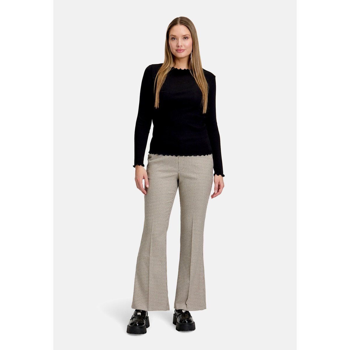 Pantalon en toile à plis repassés beige/rosé, CARTOON