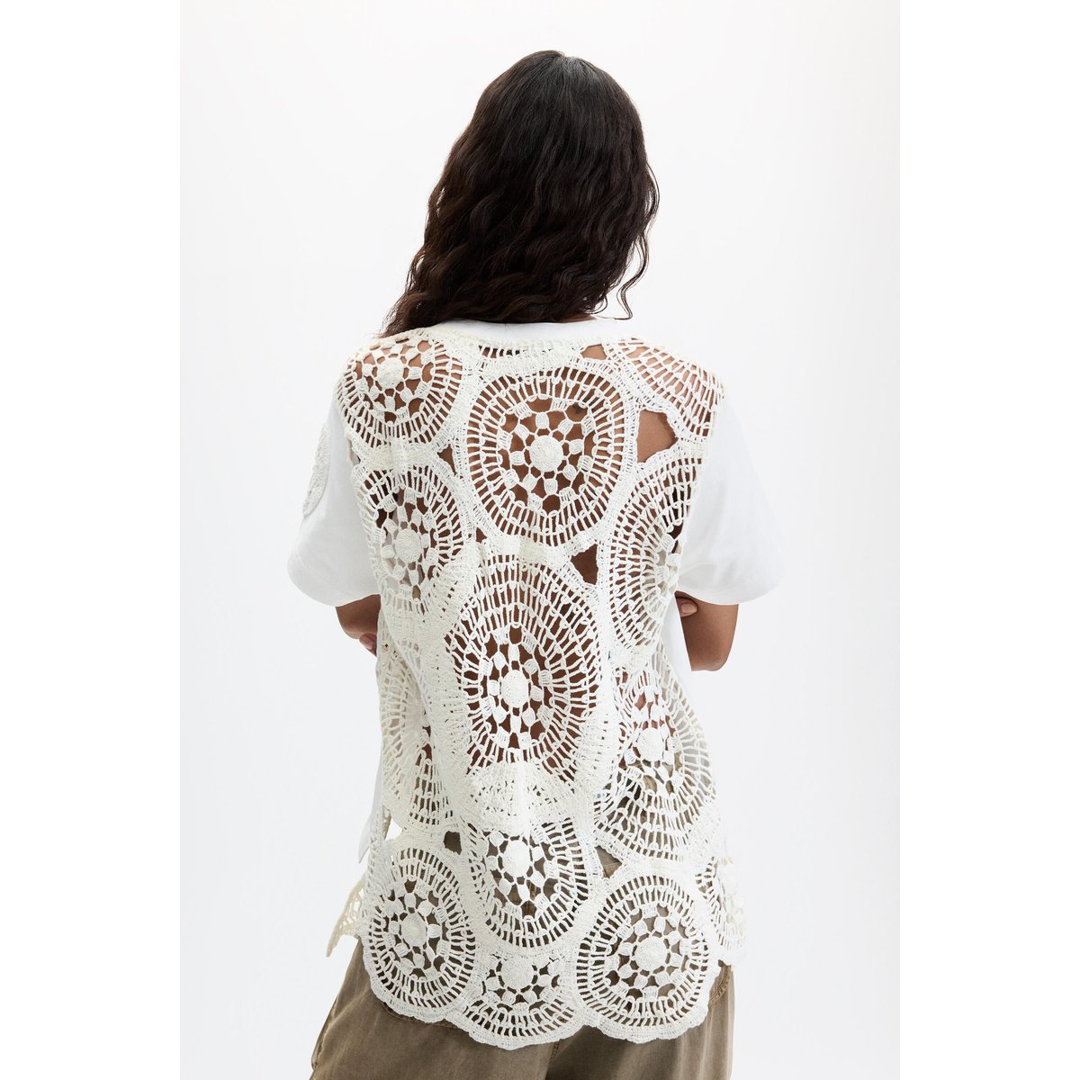 T-shirt 100 % coton brodé beige, DESIGUAL