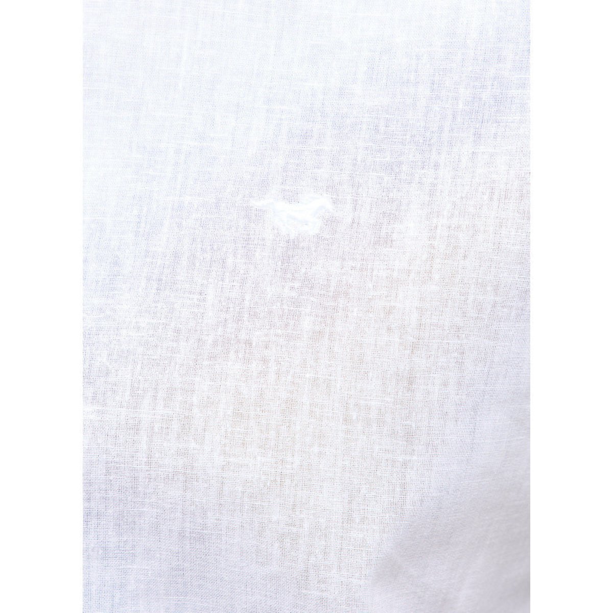 Chemise bleue unie en coton et lin mélangé avec une coupe droite blanc, MUSTANG