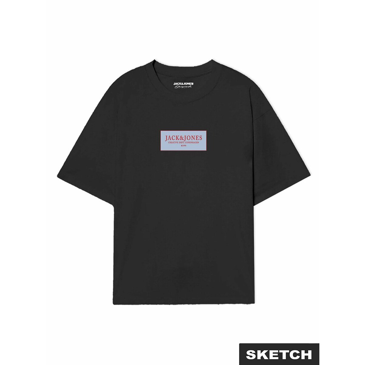 T-shirt manches courtes à logo noir, JACK & JONES