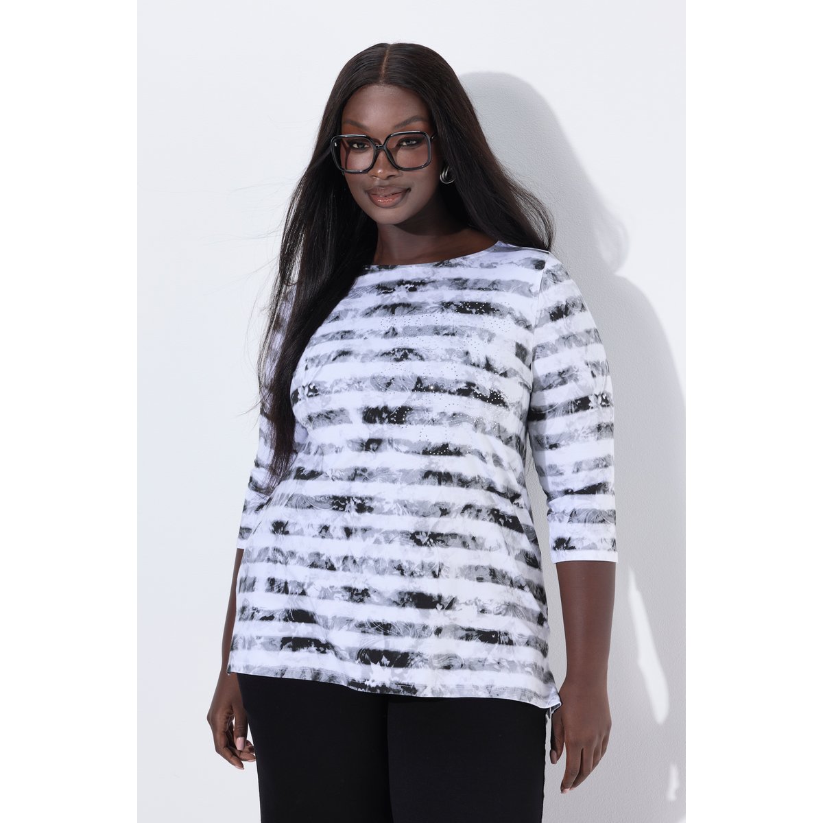 T-shirt en coton Pima noir, ULLA POPKEN