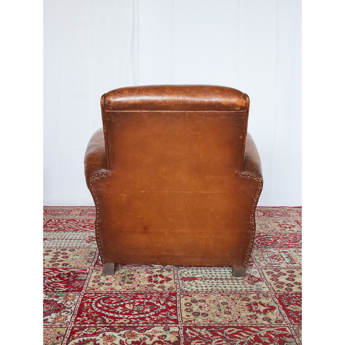 Fauteuil club en cuir Ernest N°1103 - Bon état marron, DEBONGOUT