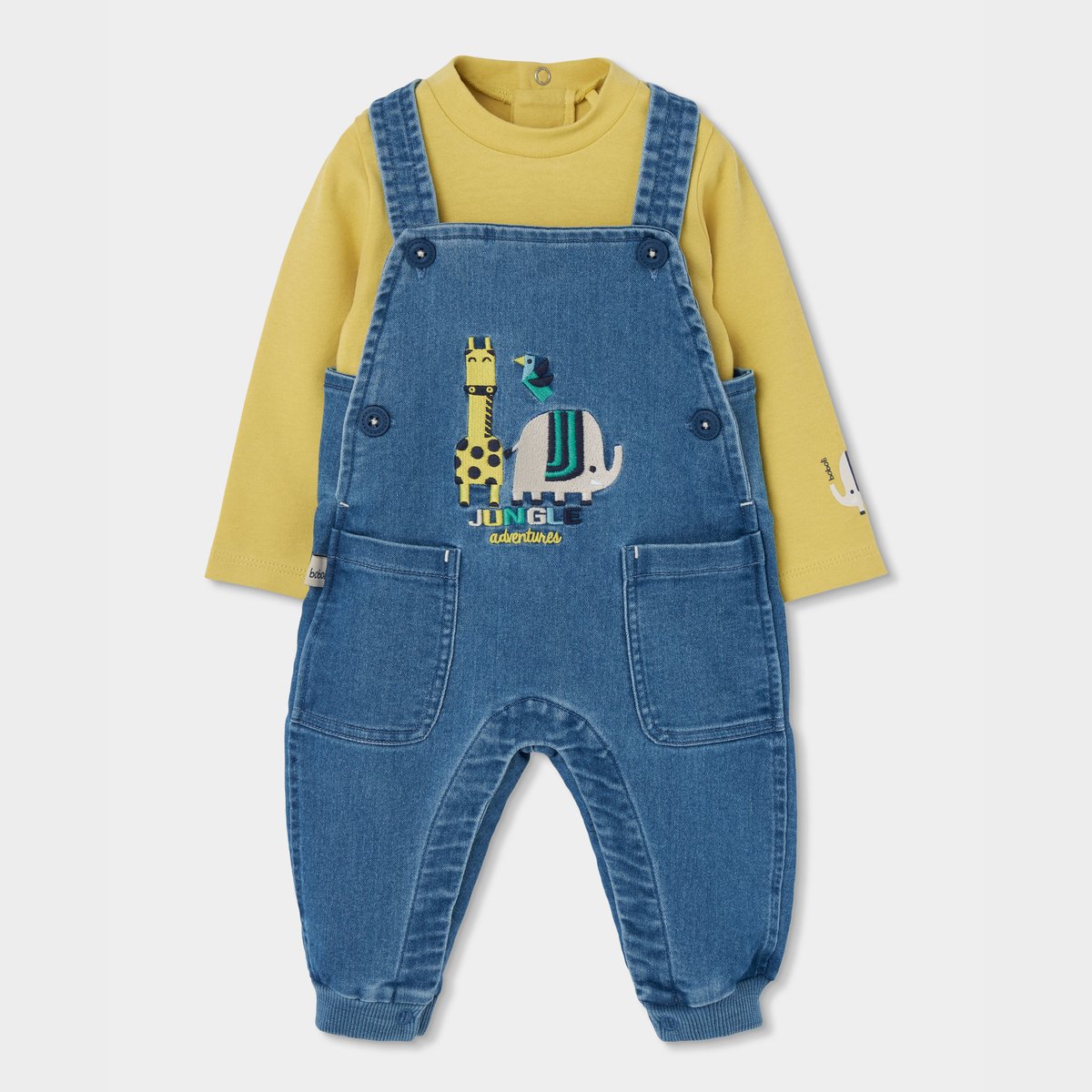 Ensemble bébé garçon brodé d'animaux bleu, BOBOLI