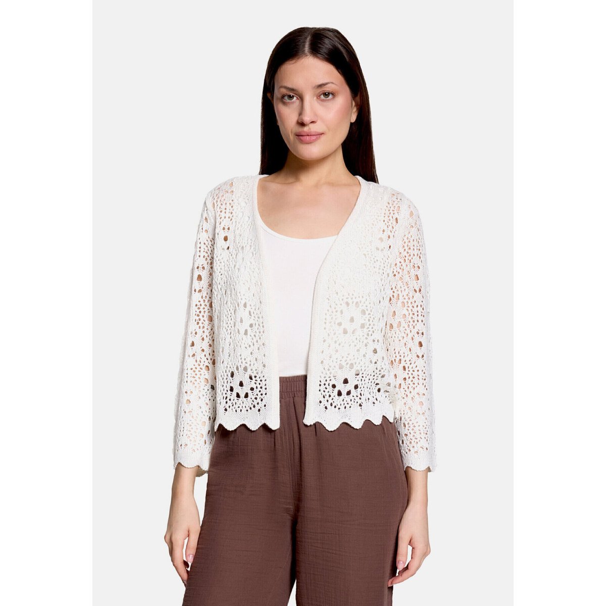 Cardigan en maille d'été à manches 3/4 blanc, BETTY BARCLAY
