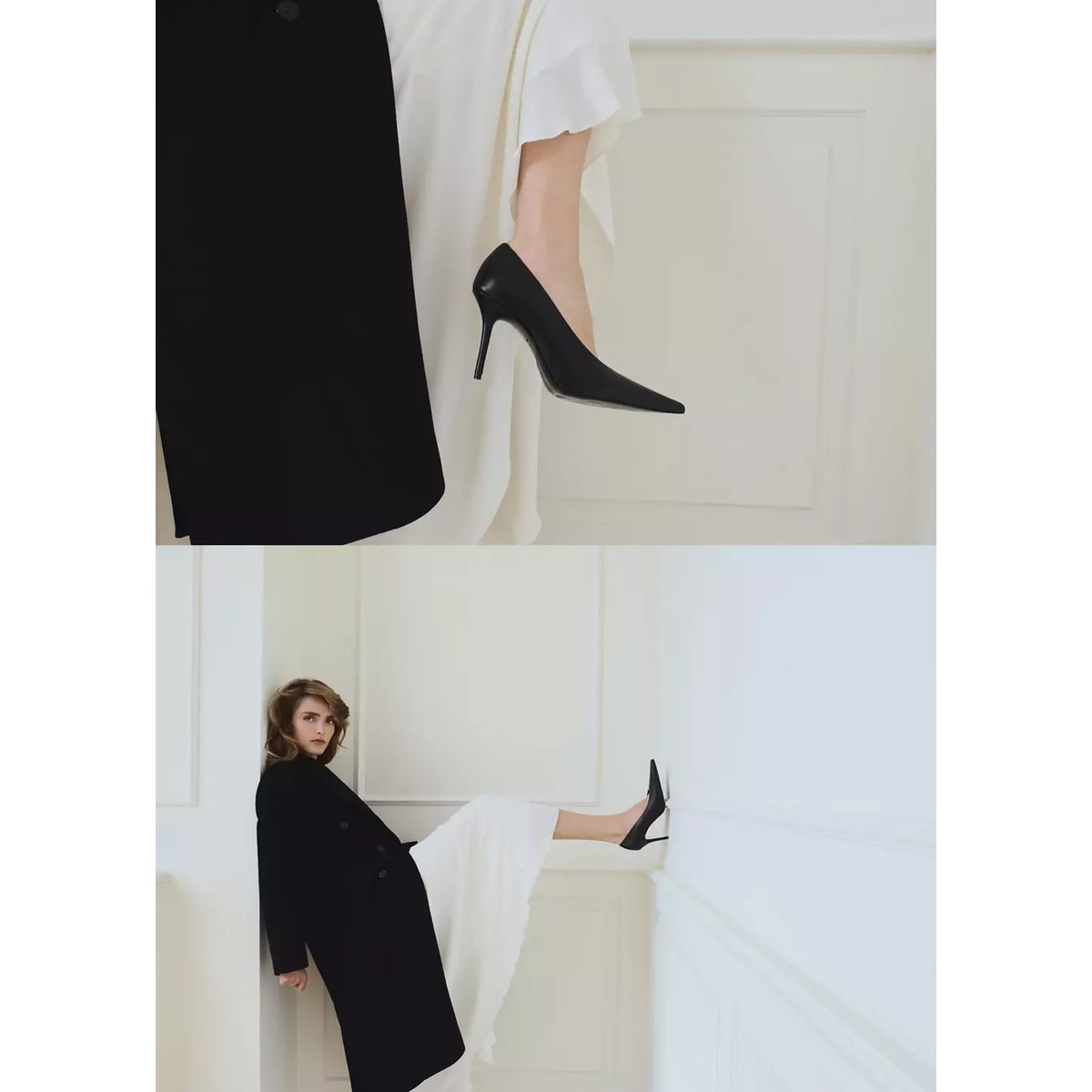 Double-breasted virgin wool coat noir, MANGO