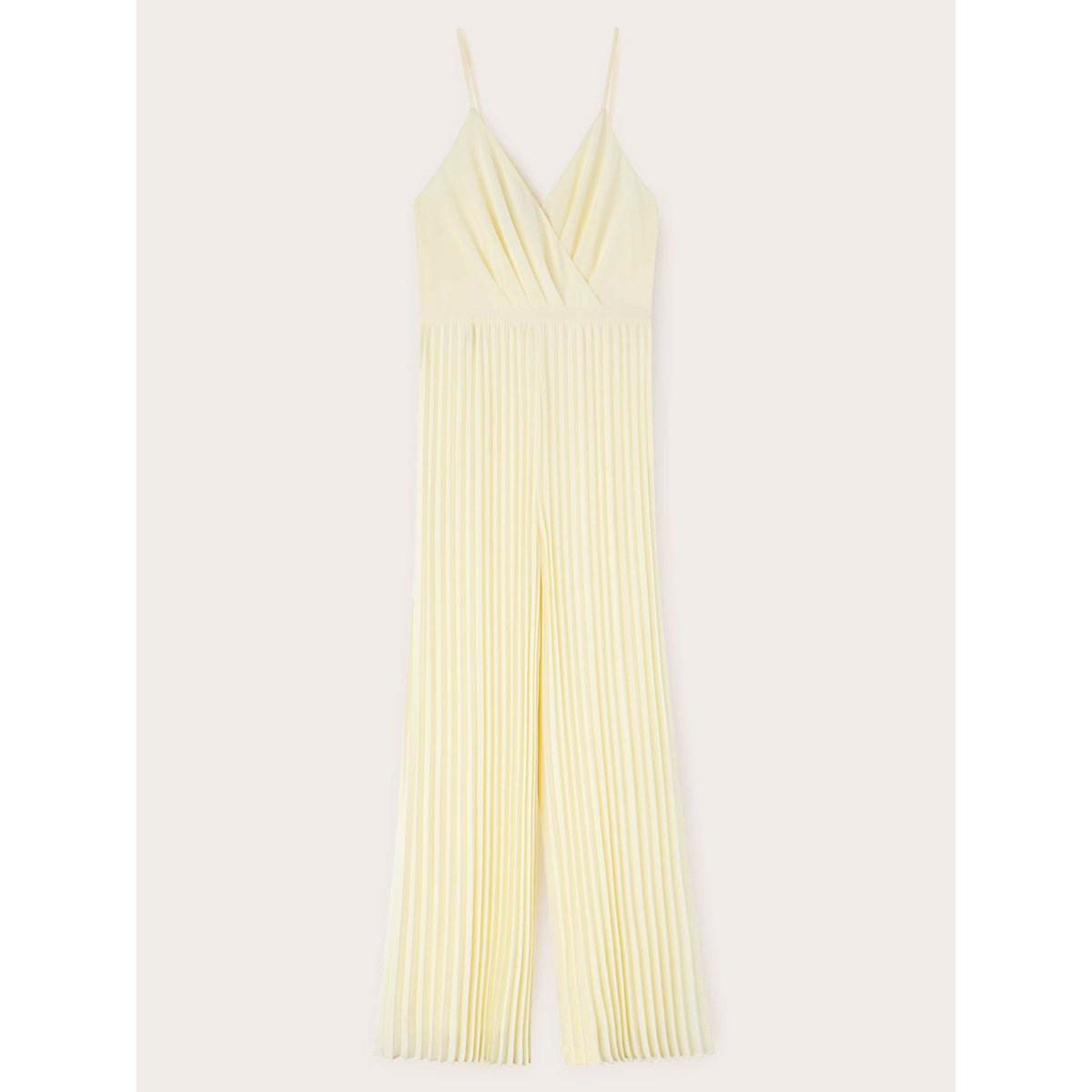 Combinaison longue plissée en satin jaune, MOTIVI