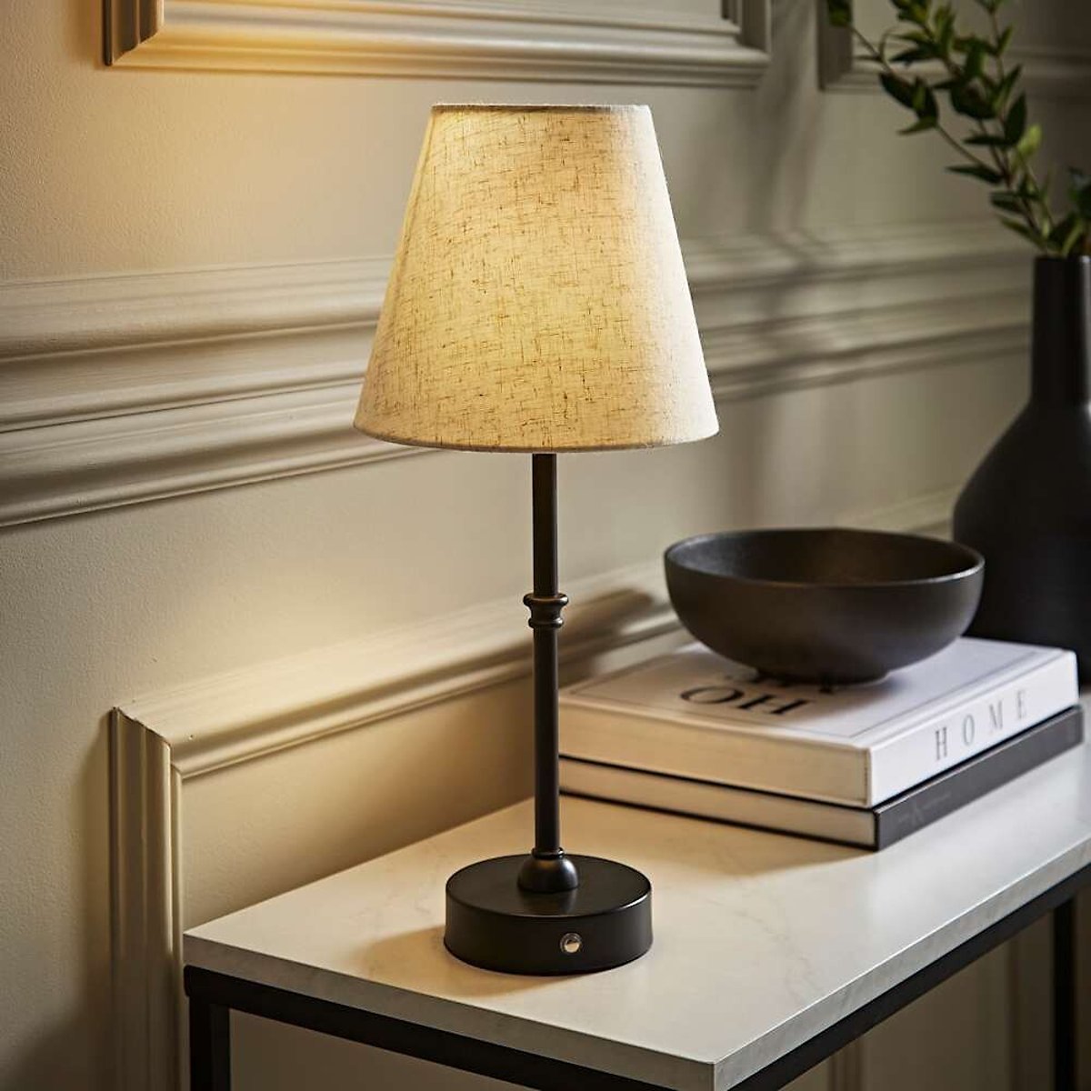 Lillian Rechargeable LED Portable Table Lamp in Black black, SO'HOME