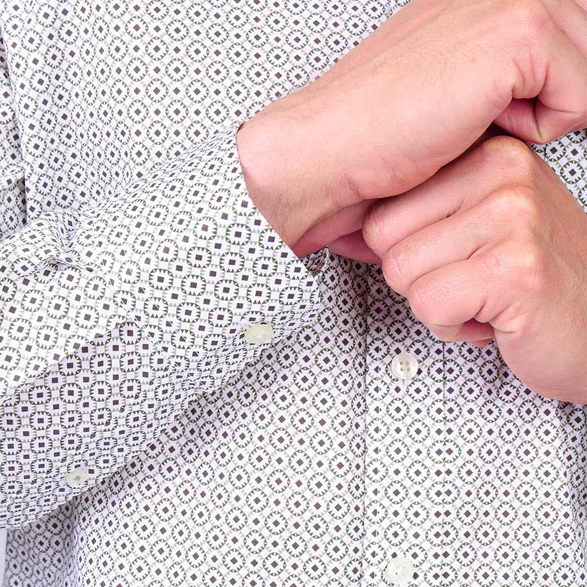 Chemise à motifs Hernan blanc, MISE AU GREEN