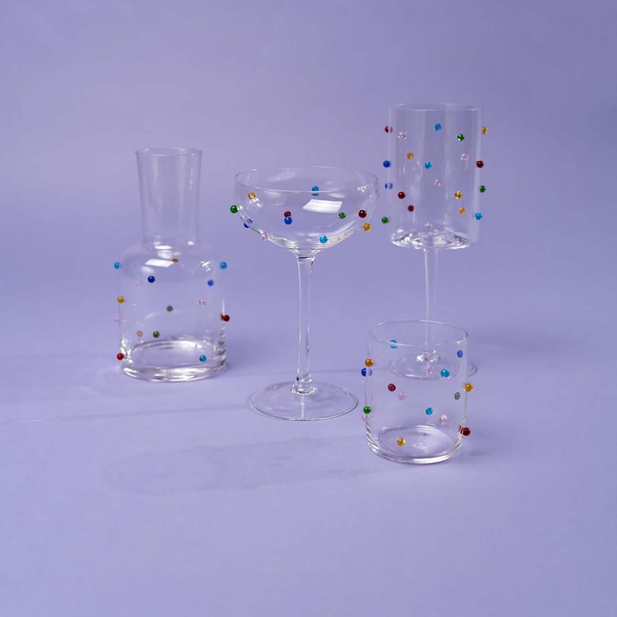 Lot de 4 verres à eau, PARTY DOTS transparent, KARE DESIGN