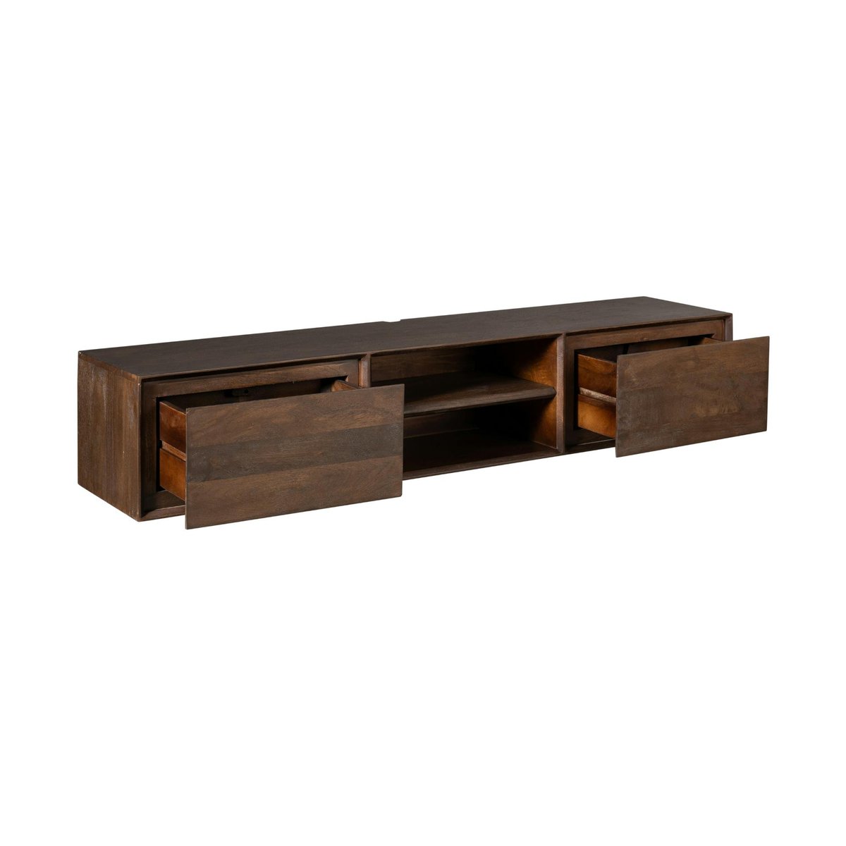 Meuble TV suspendu 2 tiroirs 160 cm AERA brun, PIER IMPORT