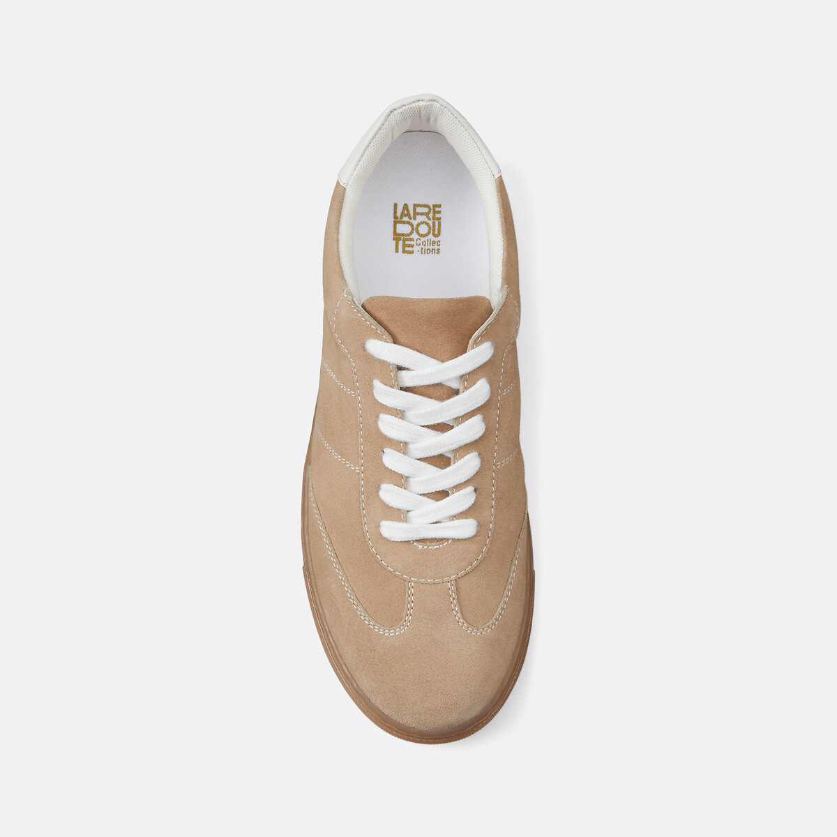 Baskets rétro en cuir suédé beige foncé, LA REDOUTE COLLECTIONS