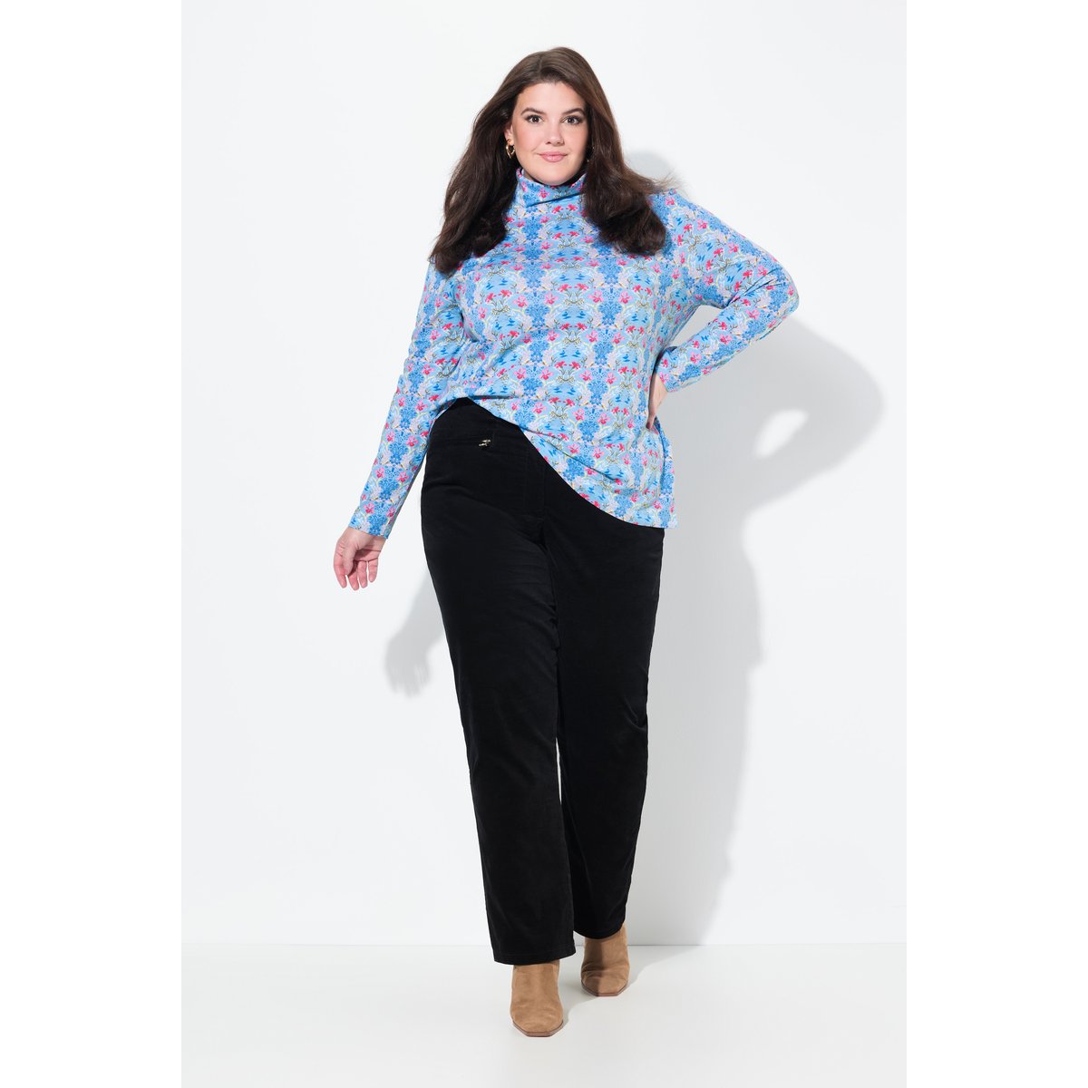 Pantalon en velours Mony, jambe carotte noir, ULLA POPKEN