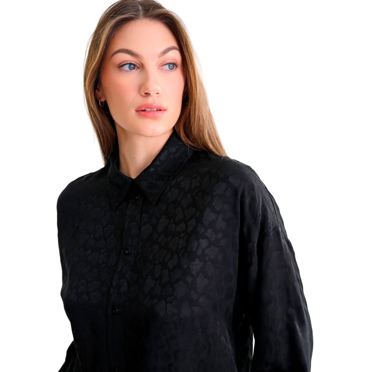 Haut pyjama chemise manches longues TALENA noir, LISCA