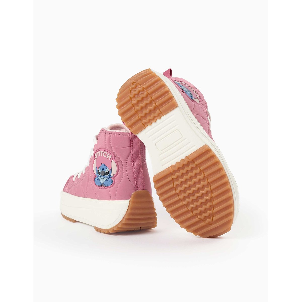 Baskets montantes matelassées avec imprimé Stitch rose foncé, ZIPPY