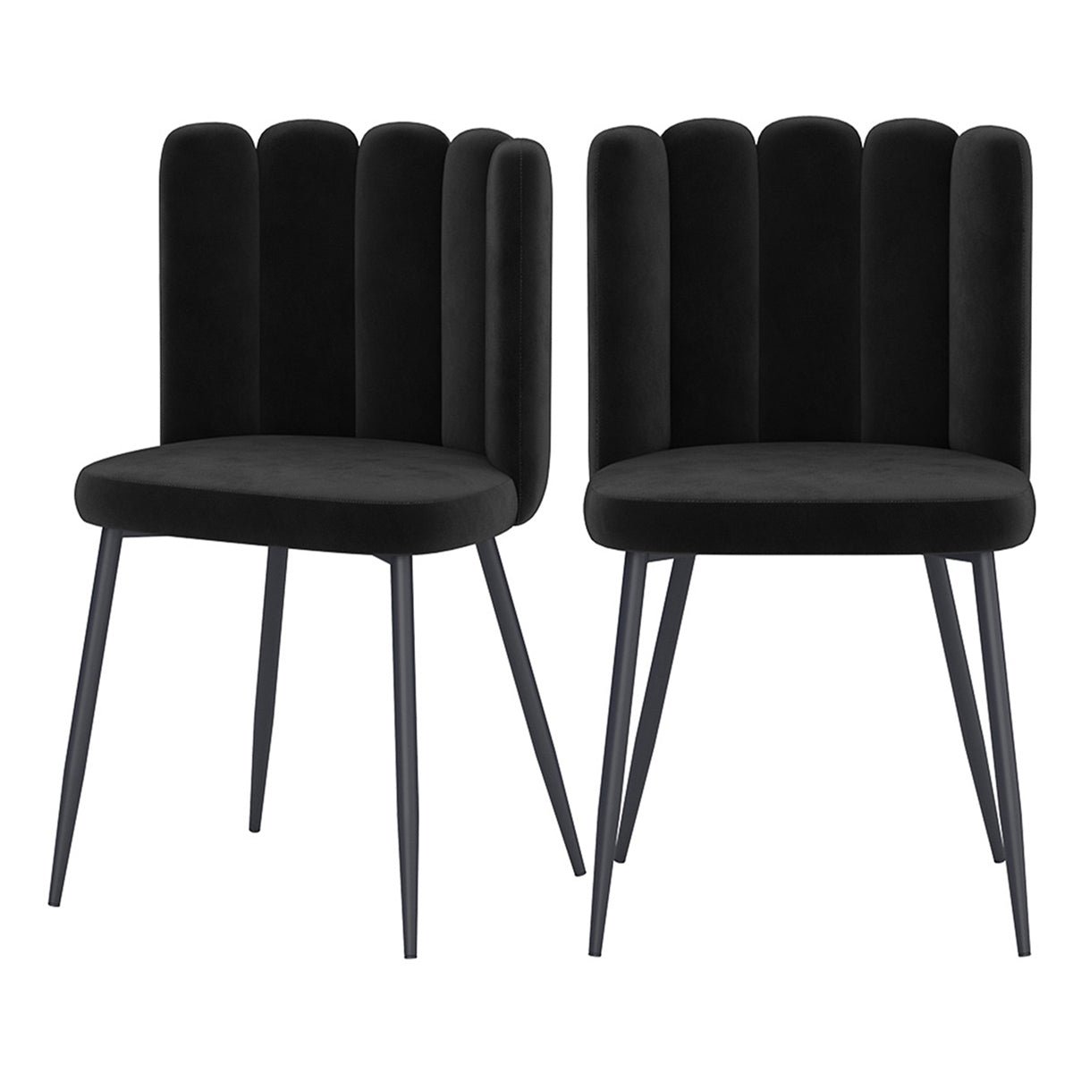 Lot de 2 chaises en velours et pieds en métal - ROSY noir, MAISON PAVANE
