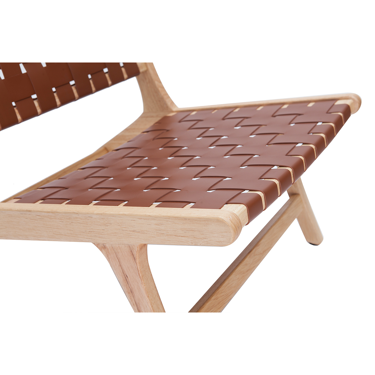 Fauteuil ethnique en bois et sangles tressées marron BONDI marron, MILIBOO
