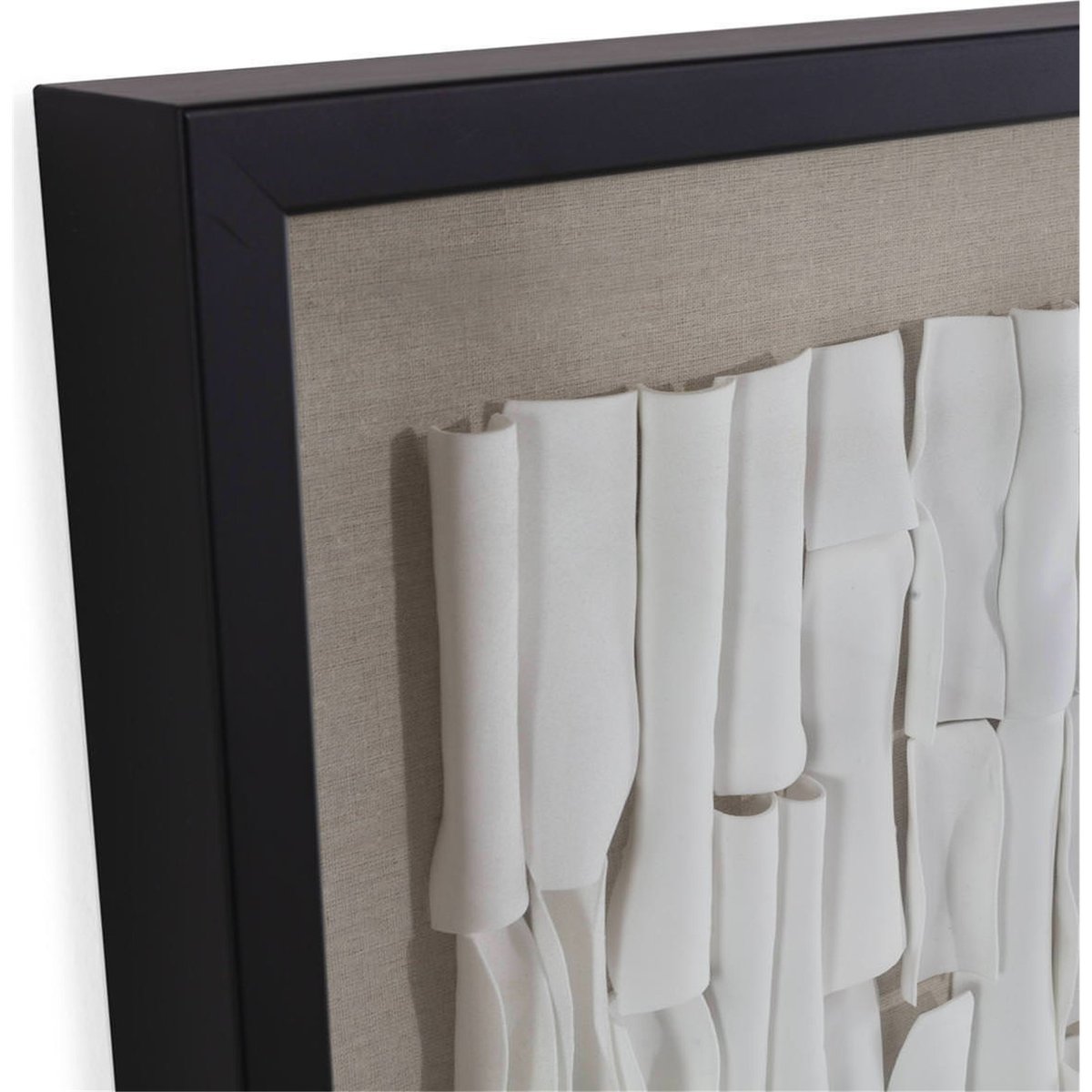 Tableau mural contemporain en relief noir, crème et blanc, RECOLLECTION