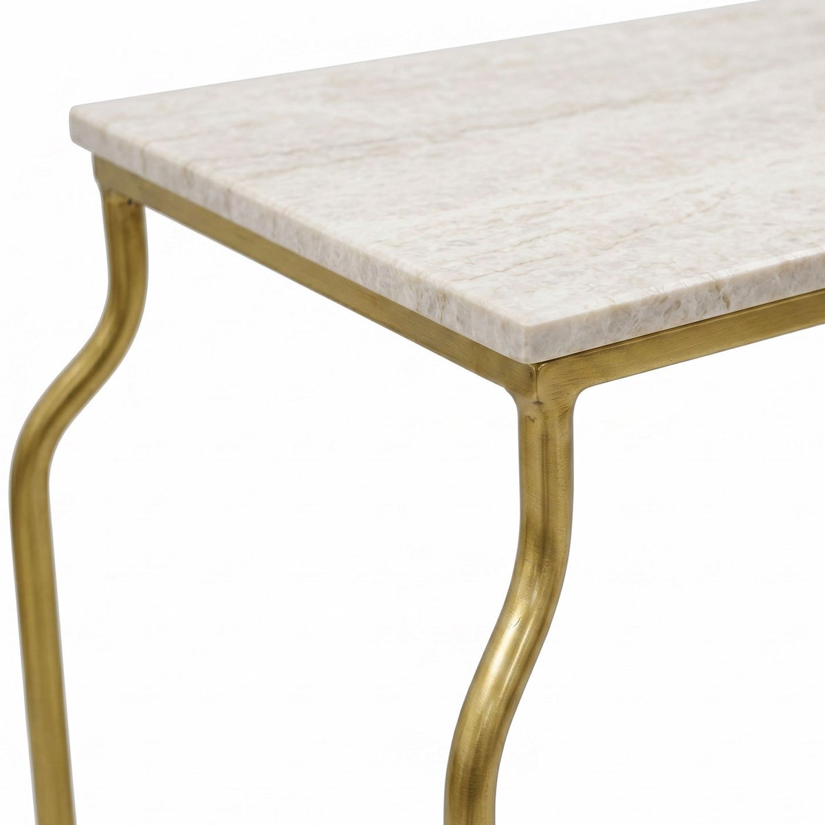 Console classique en métal doré et marbre blanc 109x35x76cm blanc, WADIGA
