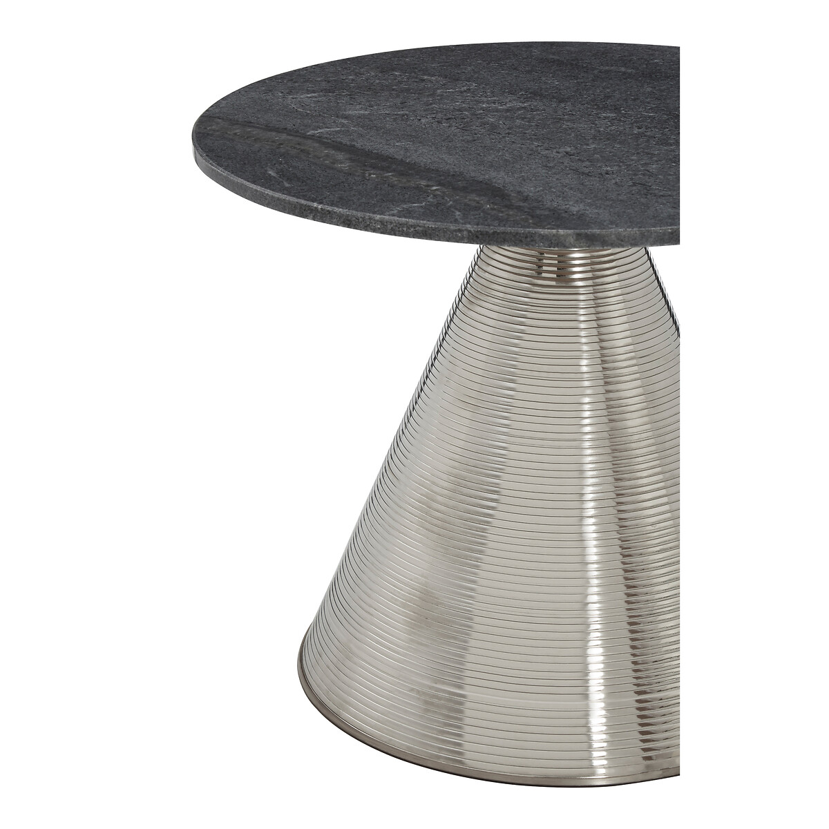 Table with Grey Marble Top and Silver Finish Base silver-coloured, FIFTY FIVE SOUTH